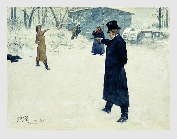 Symbolbild: ilja repin: duell zwischen onegin und lenski. 1899.